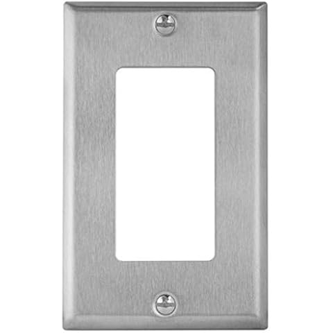 Four Bros Decorator Switch/Receptacle Outlet Metal Wall Plate, 430 Stainless Steel Cover (1-Gang) Cover