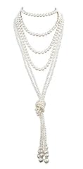 B-knot Pearl Necklace*2+59" Necklace*1-white