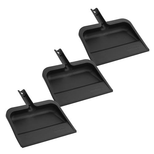 Image of Superio Clip-On Dustpan with Rubber Lip - 10-inch Wide Durable Plastic Dust Pan with Comfort Grip Handle, Black, 3-Pack