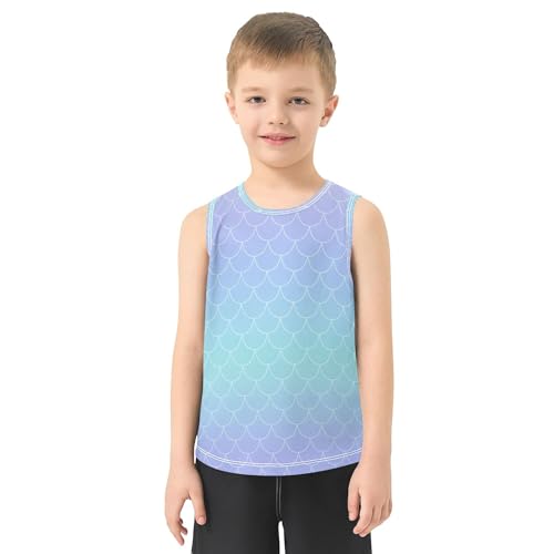 Sea Blue Turquoise Boys' Tank Top Shirt Sleeveless Summer Vest Tee Workout Shirts for Golf Swim Bike Jog 3T2