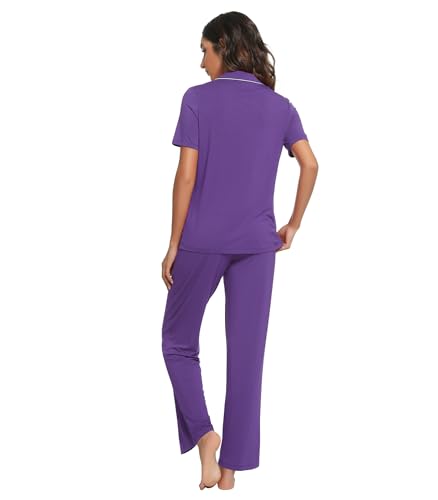 Image of WiWi Viscose from Bamboo Women's Pajamas Set Super Soft Button Down Top and Pants Sleepwear Cooling Pjs S-3X