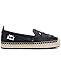 KARL LAGERFELD Women's Michaela Slip On Espadrille Sandal with Pins, Black, 9