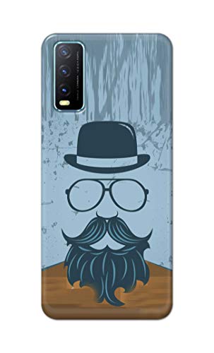 Image of PRINTFIDAA Mustache Beard and Hairstyle Hipster in Glasses Printed Designer Hard Case for Vivo Y20 / Vivo Y20i / Y20s / Y20G / Vivo Y12s / Y20S (G) Back Cover -(e) RPM1002
