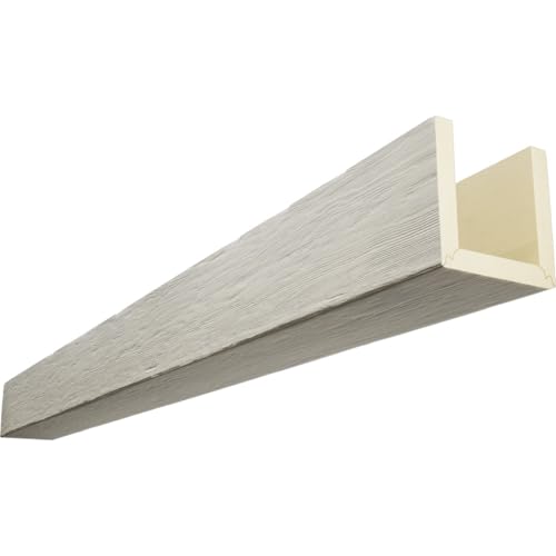 6"W x 4"H x 10'L 3-Sided (U-Beam) Rough Sawn Endurathane Faux Wood Ceiling Beam, Cashmere