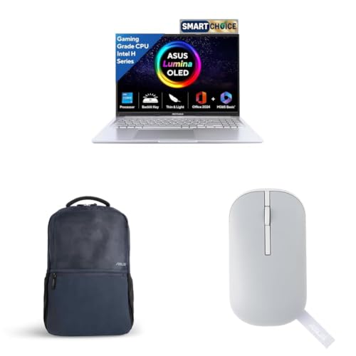Image of ASUS Vivobook 16, Smartchoice, Intel Core i5-13420H,16GB RAM,512GB SSD,FHD OLED,Win11,Office 2024,Silver + Laptop Bag and Mouse