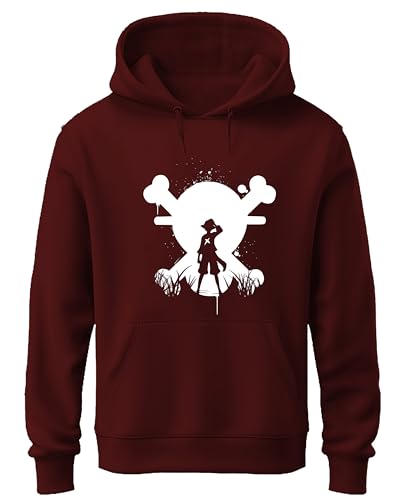 Image of Khakey Mens Cotton Hoodies | Cotton Sweatshirt with Hood | One Piece Monkey D. Luffy Hoodies for Men | Anime Hoodies for Men | P12