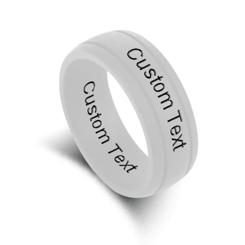 Custom Logo Text Silicone Rings 8mm Double Slot Outdoor Sports Silicone Ring Stackable Ring Comfort Fit Promise Engagement Rings Wedding Bands, Christianity Belief Inspirational Rings