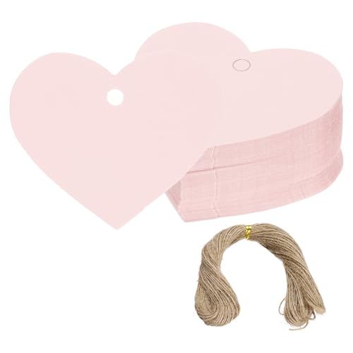 Etiquetas papel forma corazón con cuerda de yute para decoración de recuerdos, pack de 100