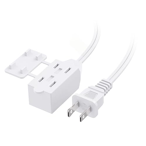 [ETL Listed] Cable Matters 16 AWG 2 Prong Extra Long Extension Cord 25 ft, 13A 3-Outlet Extension Cords with Tamper Guard, 13 Amp, 1625 Watts, White