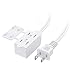Cable Matters 16 AWG 2 Prong Extension Cord (3 Outlet Extension Cord) with Tamper Guard White in 25 Feet