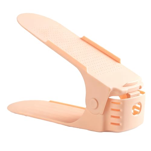 Generic Förtjockad Skostaplare med 4 Höjder, Miljövänliga Skoöppningar Space Saver för Sovrum, Breddning och Förtjockning Av Skoförvaring, Lämplig för Olika Skor (Rosaaktigt)