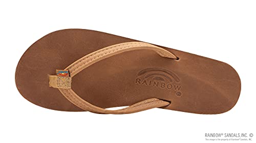 Rainbow Sandals Womens Luxury Leather - Double Layer Arch Support With 1/2" Narrow Straps, Buckskin, Womens Size M / 6.5-7.5 #TOP2