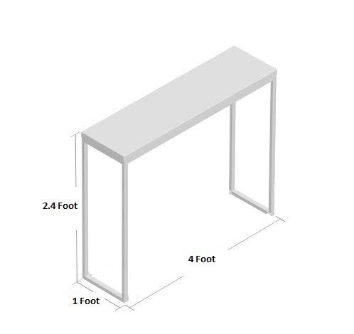 Image of Steel Metal Meeting Table Rectangular (4 x 1 Foot TOP Gloss White Finish + Red Legs)
