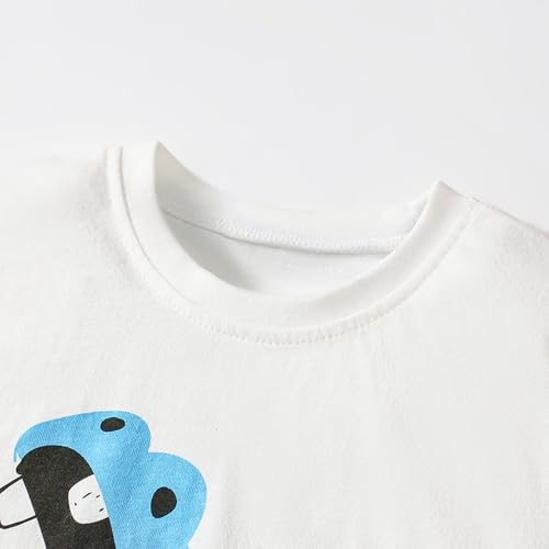 Image of HILEELANG Toddler Boy Summer Short Clothes Sets Cotton Crewneck Tees Shorts Pocket Adjustable Knite Shorts Playwear Sets