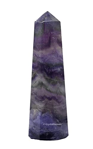 Image of Crystal Heaven Purple Fluorite Crystal Tower Obelisk Point For Chakra, Healing And Balancing - Aaa Grade Original Certified Gemstone Agate For Reiki Meditation Yoga Spiritual (3-4 Inches)