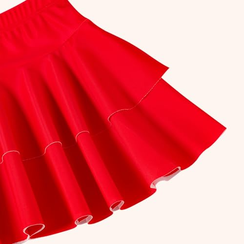 Image of DREAM BUS Toddler Girls One Piece Criss-Cross Straps Swimsuits with Tiered Ruffle Skirt Girls Bathing Suit Summer Swimwear