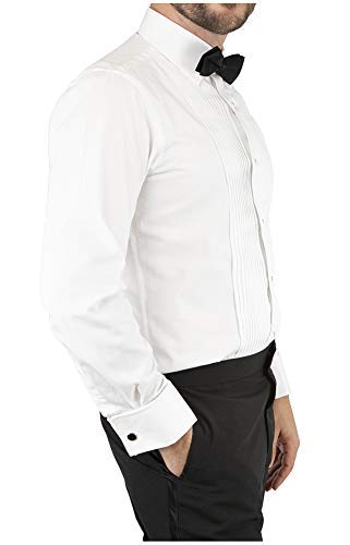 Sir Gregory Men's Regular Fit Tuxedo Shirt 100% Cotton Laydown Collar French Cuff 1/4 Inch Pleat4