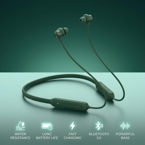 Image of Jesebang Z2 ANC Neckband Earphone Bluetooth with Active Noise Cancellation Fast Charging Deep Bass Magnetic Earbuds Noise Isolation Built-in Mic (Green) 354