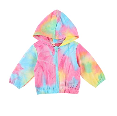 Emmababy Toddler Zip Up Hoodie Baby Girl Hooded Jackets Zipper Long Sleeve Tie Dye Hoodie Coat Infant Boy Winter Outerwear