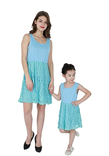 WIWIQS Mommy and Me Floral Printed Dresses Summer Casual Short Sleeve Short Dress Family Matching Outfits2