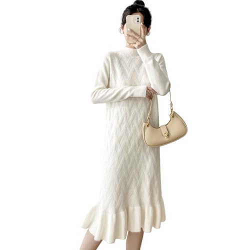 Robe en tricot épais femme avec col montant et coupe sous-robe