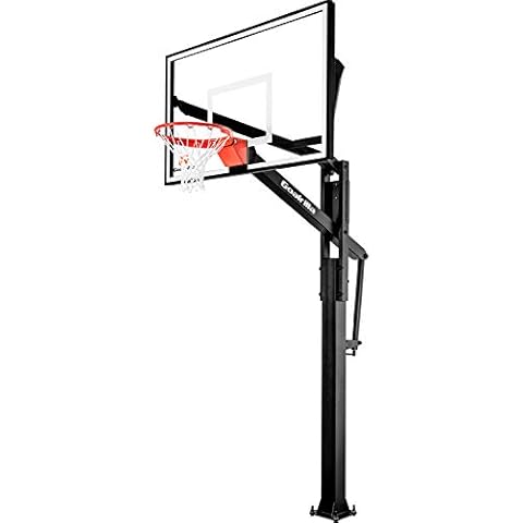 Goalrilla Basketball Hoops with Tempered Glass Basketball Goal Backboard, Black Anodized Frame, and In-ground Anchor System Cover