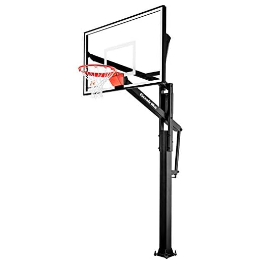 Goalrilla Basketball Hoops with Tempered Glass Basketball Goal Backboard, Black Anodized Frame, and In-ground Anchor System