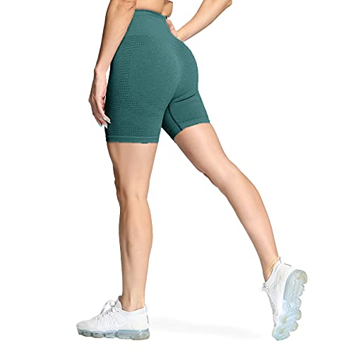 Aoxjox Women's Seamless Vital 2.0 Booty High Waisted Workout Biker Shorts (Vital 2.0 Forest Green Marl, Medium)