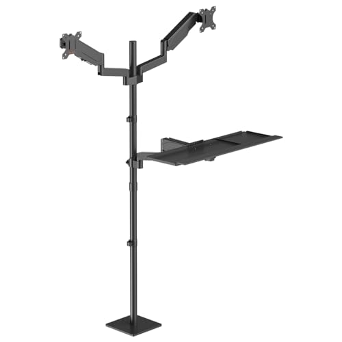 Bureau réglable en hauteur HP124L my wall avec vérin à gaz pour double écran