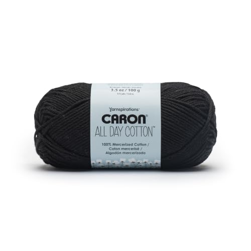 Image of Caron All Day Cotton Yarn for Crocheting, Black, 3-Pack