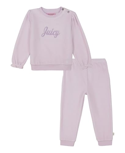 Image of Juicy Couture Girls' 2-piece Velour Tracksuit, Crewneck and Joggers