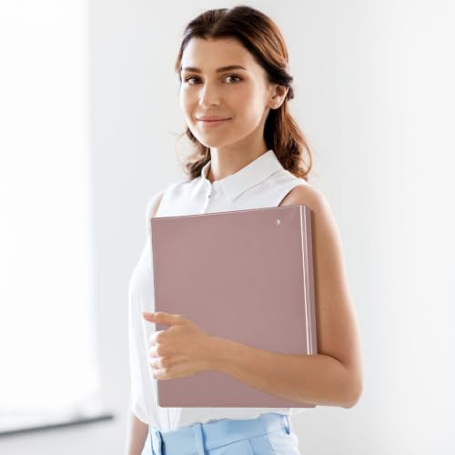 Grand classeur à 3 anneaux marron rosé chic avec porte-bloc rigide EX2 - 6