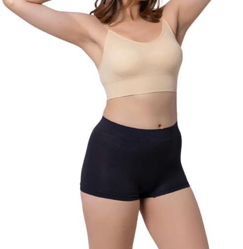 Women's High-Waisted Boyshort Underwear, Seamless Athletic Shorts, Black (Free Size)-image-44