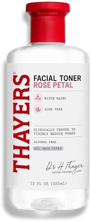 THAYERS Alcohol-Free Rose Petal Witch Hazel Facial Toner for Glowing Skin, Soothing, Hydrating, Refreshing Toner for All Skin Types, 12oz (Packaging May Vary)