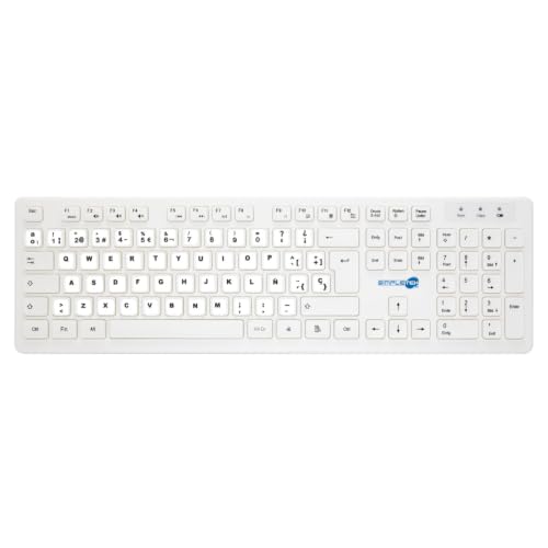 Teclado y ratón inalámbrico SIMPLETEK blanco con receptor USB y distribución QWERTY ES 2