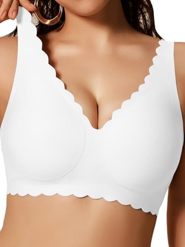 COCOMARTS Jelly Bras for Women No Underwire Scalloped Push Up Seamless Full Coverage Plunge Bralettes Wireless Tshirt Bras