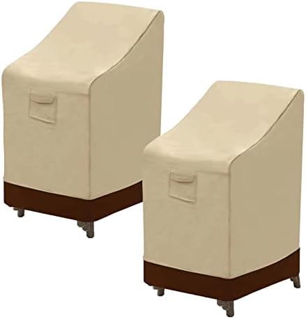 Yipincover Outdoor Stackable Chair Covers 2Pack,Waterproof Patio Stacking Chair Covers,Durable Stacked Chair Slipcovers,Fits for 4-6 Stackable Chairs(Beige&Grey,36"Lx28"Wx47"H )-1Year Warranty