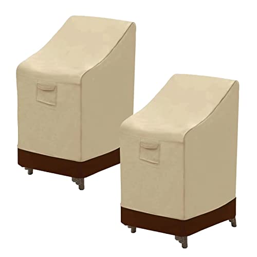 Yipincover Outdoor Stackable Chair Covers 2Pack,Waterproof Patio Stacking Chair Covers,Durable Stacked Chair Slipcovers,Fits For 4-6 Stackable Chairs(Beige&Grey,36"Lx28"Wx47"H )-1Year Warranty #TOP2