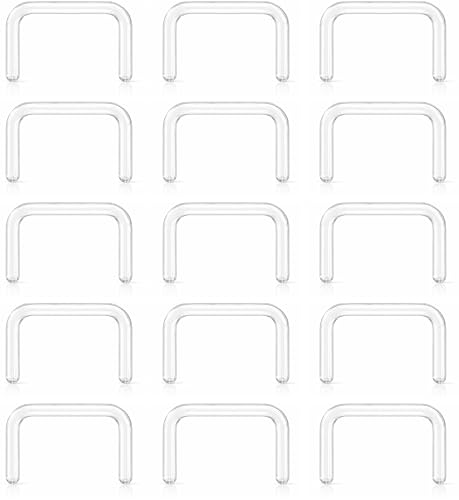 Clear Septum Retainer 18g Piercing - Clear Septum Ring Spacer Jewelry - Plastic Septum Ring U-shape Staple Invisible Nose Piercings Hidden Retainers For Surgery Work - Hidden Invisible Hoop (15pcs pack)