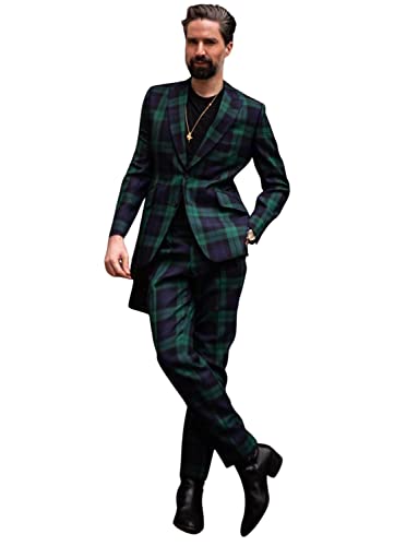 Costume à carreaux deux pièces pour homme en coupe slim à deux boutons