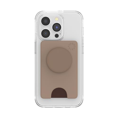Image of PopSockets Adhesive Phone Wallet and Card Holder with Grip, Neutral - Latte