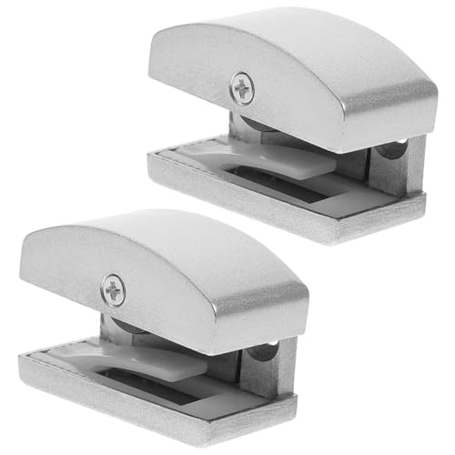 Guías de ducha y tope oscilante para puerta corrediza de vidrio con base ajustable, 2 uds 2