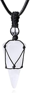 XIANNVXI Crystal Necklaces for Women Men Healing Crystals Necklaces Stone Gemstone Cone Pendant Necklace Adjustable Rope Jewellery
