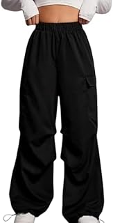 shopyidol Women’s High Waist Cargo Pants Baggy Streetwear Wide Leg Trousers with 4 Pockets Price In India