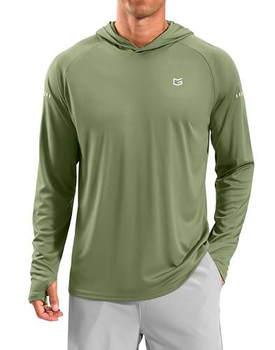 Image of Men's Sun Protection Hoodie Shirts Long Sleeve UPF 50+ Swim Shirts for Men Rash Guard Fishing Shirt Quick Dry