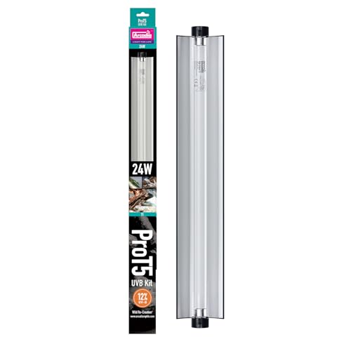 Arcadia T5 UVB Reptile Light Fixture Kit 22.5 Long 24 Watts 12% UVB Desert Complete UVB Light for Reptiles Turtles Snake Bearded Dragon Lamp Long Lasting Easy to Use Professional Lighting