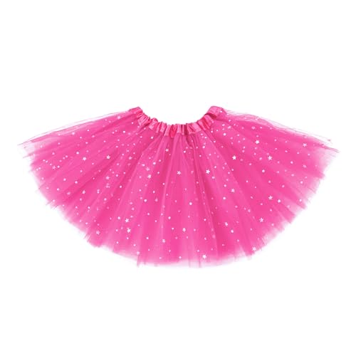 Century Star Sparkle Hot Pink Tutu for Toddler Girls Tulle Ballet Skirts Princess Tutus for Baby Kids Infant 3 Layers Halloween Christmas Dress up Birthday Party Festival 2-8 Years