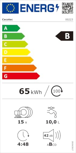 Cecotec Lave-vaisselle 60cm Bolero Aguazero 6700 Inox B Lave-vaisselle inox, 15 couverts, Classe B, Moteur Inverter Plus, O2 Dry, Lavage Double Zone, Plateau Ajustable, Stockage Long et Turbo Dry+.