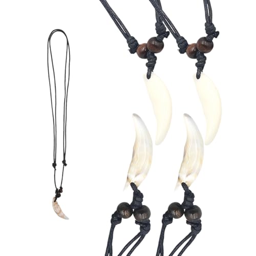 UIEXAY 4Pcs Collar De Cuero Para Hombre, Diente, Tabla De Surf, Punta De Flecha, Colgante De Colmillo Estilo Surfista Australiano, Cordón Marrón Envejecido Ajustable Para Hombres, Novio