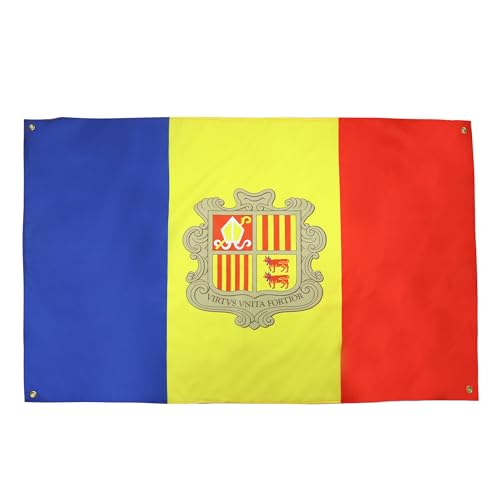 AZ FLAG Bandera Andorra 150x90 cm con 4 ojales, Pabellón Andorrano para balcón o pared
